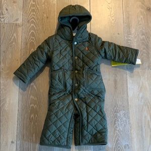 Khaki RALPH LAUREN quilted down overall -snowsuit